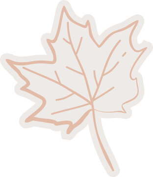 Minimalist Hand Drawn Autumn Leaf Sticker