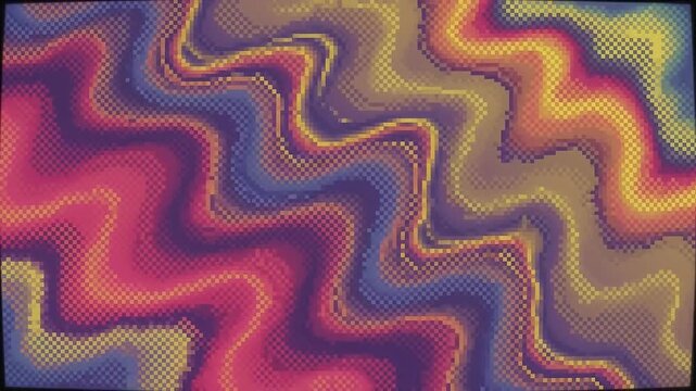 Retro Pixel Art Abstract Background with Wavy Liquid Motion and Vibrant Gradient Colors, 8-bit Glitch Style Animation