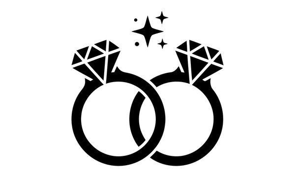 Two interlocking rings with diamonds symbolizing commitment and love transparent background