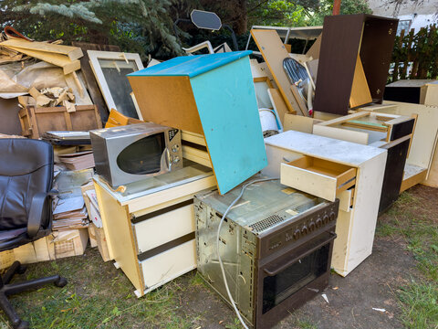 Household Furniture and Electrical Appliances for Bulky Waste Recycling &ndash; Sustainable Waste Disposal Concept