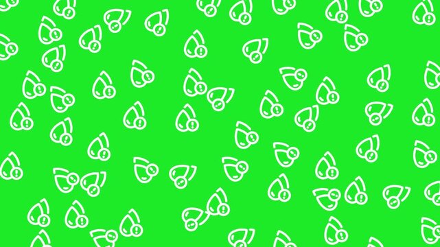 Smart home water leak sensor icon pattern on green screen for automated home monitoring systems