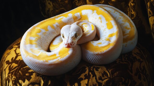 Coiled ball python snake