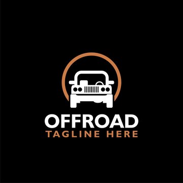Off-road car logo icon isolated on black background