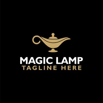 Magic lamp logo icon isolated on black background
