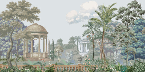 Ancient Roman Garden Landscape Vintage Classical Wall Mural Art © MdSayeed