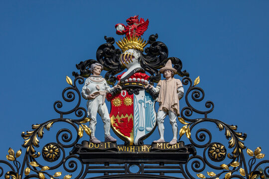 Cowdray Coat of Arms on Colchester Castle Park Gates in Colchester, Essex