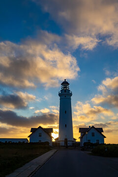 Hirtshals Denmark The Hirtshals Fyr, a 35-meter tall lighthouse on the North Sea Coast of the Northern Jutland region.