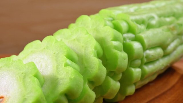 Fresh Sliced Bitter Melon Close Up