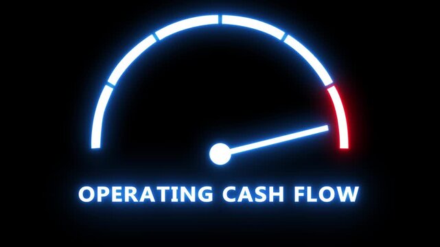 Operating cash flow gauge animation: financial performance and business growth indicator financial gauge