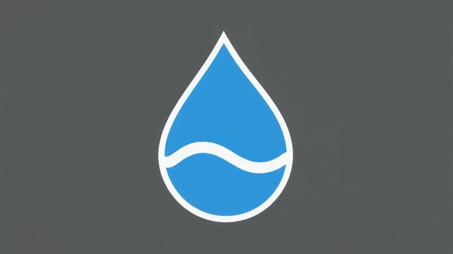 A stylized blue water drop icon is centered against a solid dark gray background.