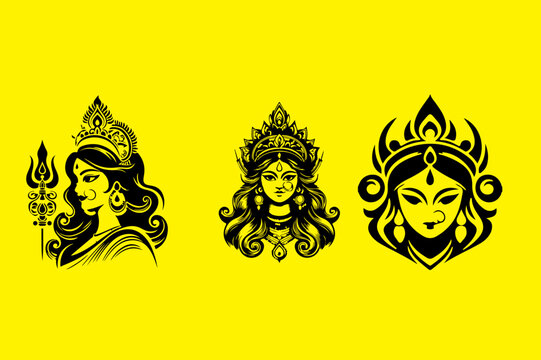 Creative Durga Pratima Face Design Templated 