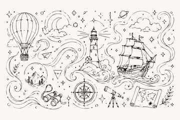 Fototapeta premium Mystical Voyage themed illustration