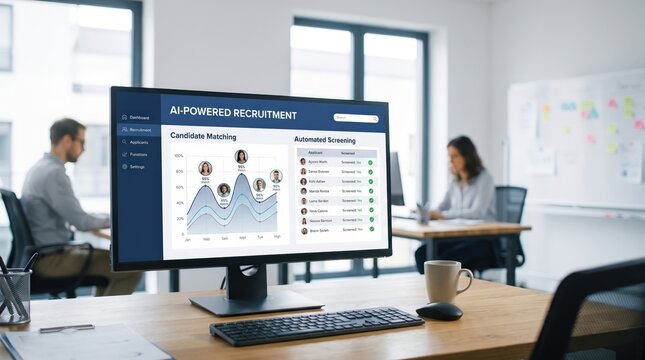 HR manager conducting a virtual job interview through recruitment software for remote hiring, candidate screening and talent acquisition.