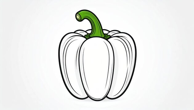 Minimalist bell pepper sketch with a green stem.