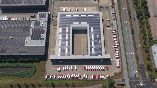 Aerial view of a modern logistics sorting center in zwolle