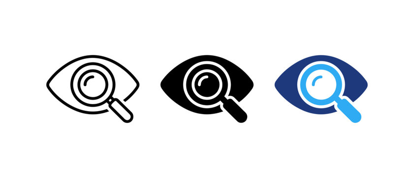 Eye Search Visual Inspection and Focus Vector Icon Set