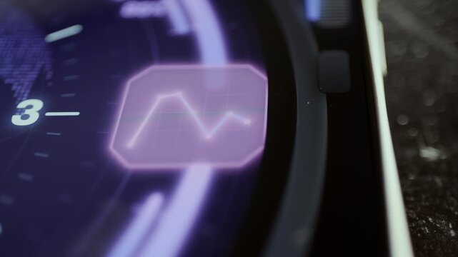 purple waveform widget tracks activity beside 3 marker