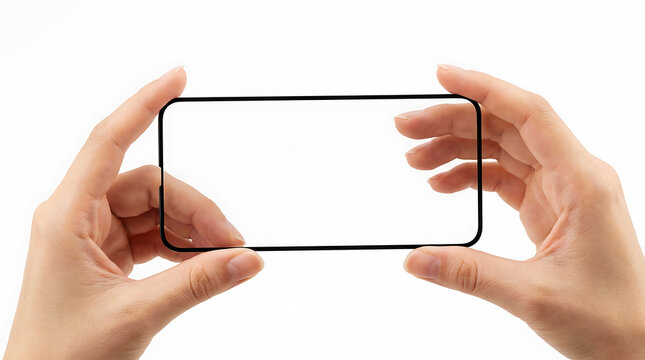 Hands holding smartphone screen reflection, close-up