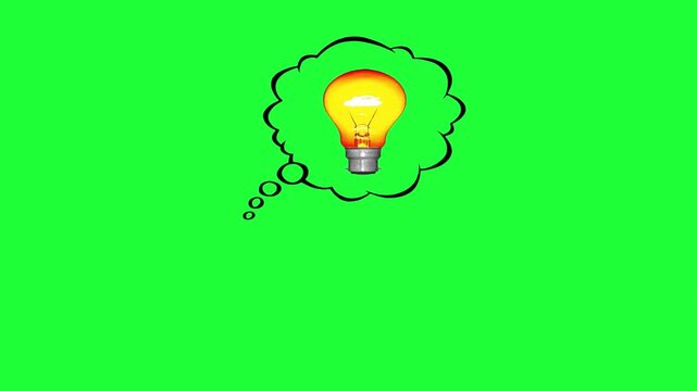 Glowing light bulb thought bubble