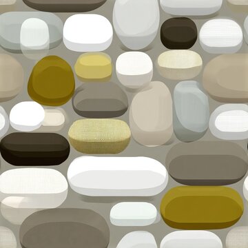 Decorative Abstract Backdrop with Seamless Pattern of Multicolored Soft Rounded Geometric Shapes