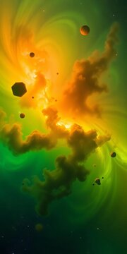 A vibrant green nebula with swirling clouds of gas and dust, Astronomy Photo, Star Formation