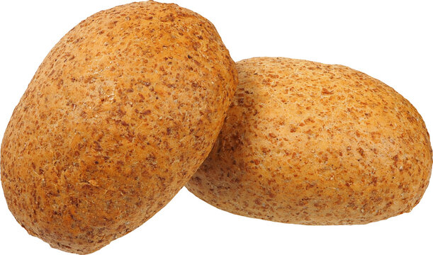 Two bread rolls isolated on white background