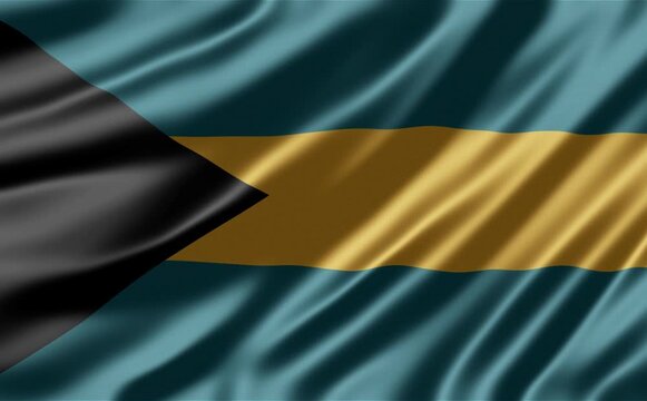 Bahamas national flag waving with realistic silk fabric texture in this dynamic motion video footage background for patriotic presentations