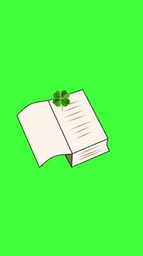 Animated open book illustration representing reading, education, learning, knowledge, literature, and study, suitable for educational videos, publishing, tutorials, and digital presentations.
