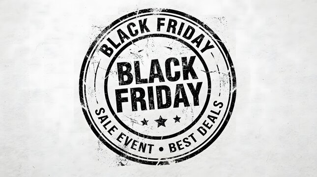 Black friday grunge style rubber stamp design for retail shopping sales and promotional marketing event advertising