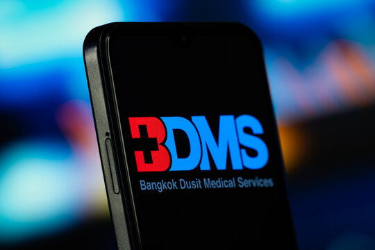 Bangkok, Thailand- 7 July 2026: BDMS logo is seen on a smartphone.