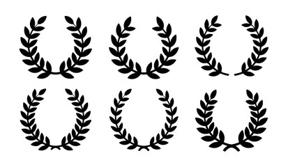 Obraz premium Set of six laurel wreath icons representing victory achievement and celebration awards.