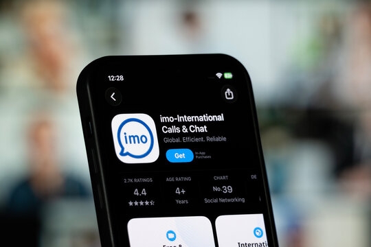 San Francisco, United States - 03 Aug 2026: A smartphone screen showing the App Store page of the imo application.
