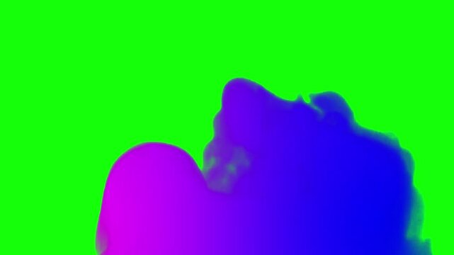 Purple Blue Colored Smoke Overlay on Green Screen, 4K Neon Fog VFX