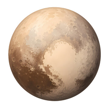 Pluto Dwarf Planet with Heart Shaped Icy Region Astronomy Illustration