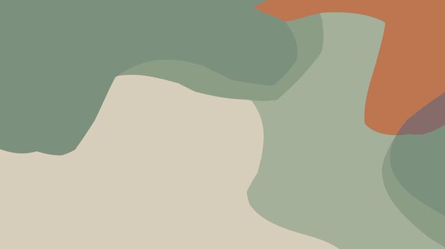 Abstract Organic Blob Shapes Background in Earthy Green and Terracotta Tones