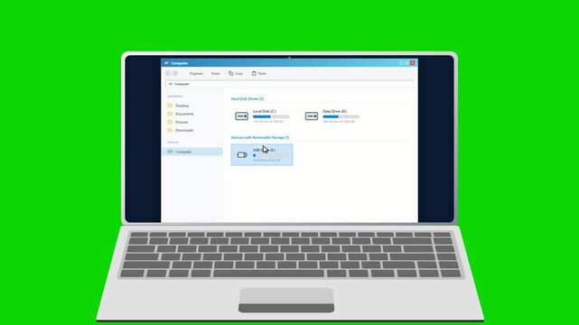 Animated copying and pasting process on a laptop screen. 4K Video