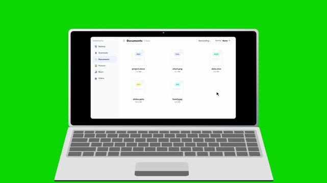Animated copying and pasting files on a laptop interface. 4K Video