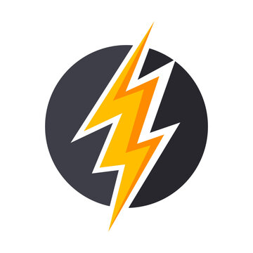 Dynamic yellow lightning bolt icon in a dark circular emblem symbolizing power, speed, and electric energy.