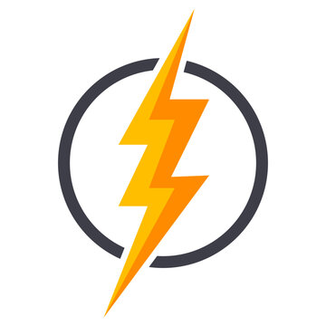 Dynamic lightning bolt symbol within a sleek dark circular frame, depicting power and speed