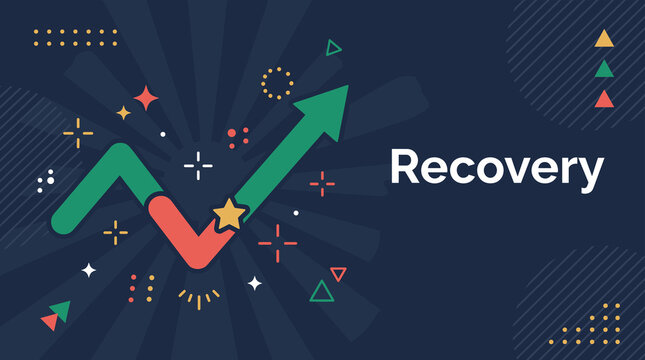 Recovery concept illustration with rebound arrow and star