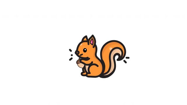 Charming orange squirrel holding an acorn, perfect for childrens books, educational materials, and wildlifethemed designs in vector format.