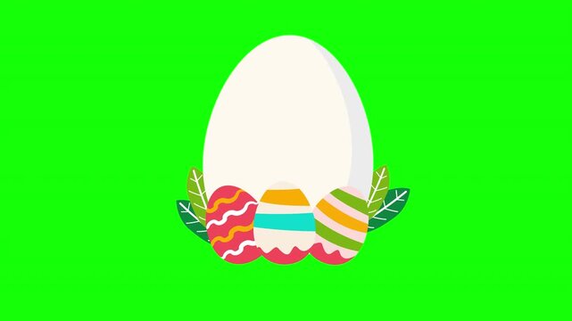 Colorful Easter Eggs with Decorative Patterns and Green Leaves Representing Spring Holiday Celebration and Seasonal Greeting Concept