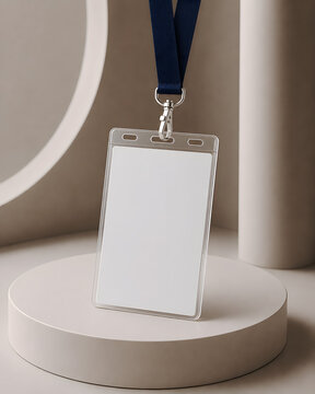 Blank ID Card Badge Mockup with Lanyard for Corporate Branding, Event and Conference Presentation