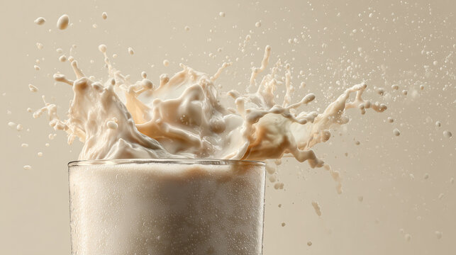 Premium probiotic dairy drink with realistic texture