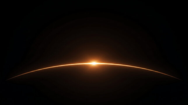 Thin orange glowing arc horizon with bright center on black