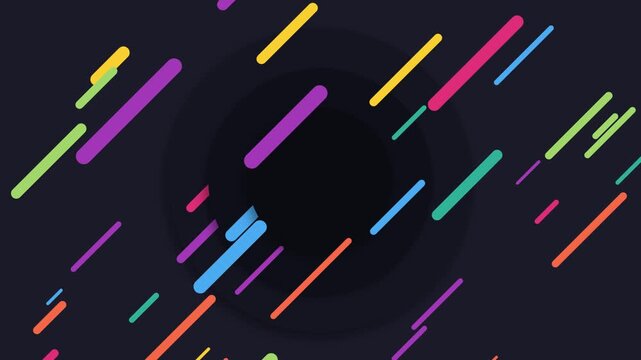 Abstract Colorful Diagonal Line Particles Falling Motion Graphic on Dark Background