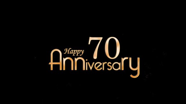Golden Banner congratulations on the 70th anniversary in gold style and particles, transparent background