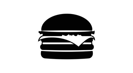 Fototapeta premium A black silhouette of a stacked hamburger against a white background silhouette