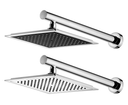 Duchas no formato quadrado para aplica&ccedil;&atilde;o em parede.