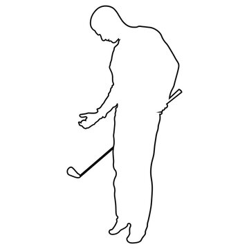 Line Sketch of a Male Golfer.